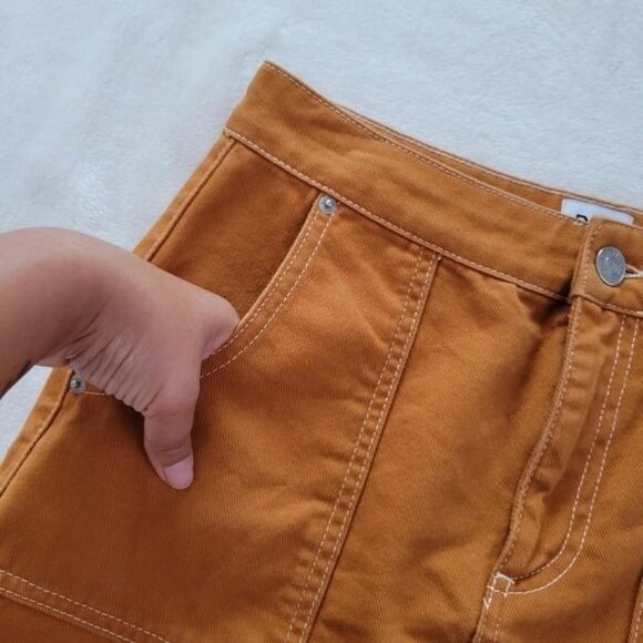 BDG Light Brown Patch Pocket A Line Mini Skirt Size Medium - Picture 7 of 10